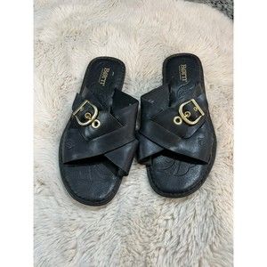 BORN BLACK LEATHER SANDALS SZ 8M
